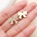 Zinc alloy rhinestone bow charm pendant for DIY bracelet necklace jewelry making accessories. - Vintage Rhinestone Bowknot (27025) / 1 Piece (13x15mm) / Gold