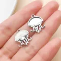 Simpatici ciondoli medusa argento per creazione gioielli fai da te 19x15mm accessori. - Medusa Luccicante Oceano (28131) / 1 Pezzo (19x15x4mm) / Bianco