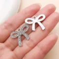Two-tone rhinestone bow charm pendant DIY jewelry accessory for necklace and bracelet styling - Vintage Rhinestone Bowknot (27026) / 1 Piece (19x22mm) / Silver