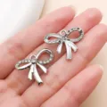 Silver rhinestone bow alloy pendant DIY jewelry charm for making necklace bracelet accessories - Hollow Rhinestone Bowknot (27030) / 1 Piece (19x23mm) / Silver