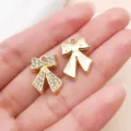 Gold bow DIY jewelry charms pendant, rhinestone and metal variant for bracelets necklaces. - Electroplated Thick Point Drill Bowknot (27087) / 1 Piece/Pack (19x13mm) / Gold