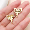 Gold bow rhinestone pendant charm zinc alloy DIY necklace bracelet jewelry accessories - Electroplated Point Drill Bowknot (27089) / 1 Piece/Pack (19x16mm) / Gold