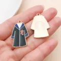 Graduation gown charm alloy DIY jewelry accessory enamel pendant for necklace bracelet crafting - Blue Academic Gown (18789) / 1 Piece (30x20mm)