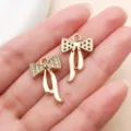 Gold bow pendant charms rhinestone hollow alloy DIY jewelry accessories for necklace bracelet - Streamer Rhinestone Bowknot (27093) / 1 Piece (23x14mm) / Gold