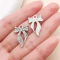 Silver rhinestone bow charm DIY jewelry pendant accessory for bracelet and necklace - Streamer Rhinestone Bowknot (27094) / 1 Piece (23x14mm) / Silver