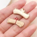 Graduation scroll enamel charm pendant DIY jewelry making gold alloy cute accessory - Gold Diploma Scroll (18795)