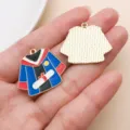 Graduation gown enamel alloy pendant charm for DIY jewelry making and necklace crafting accessory. - Blue Graduation Robe (27456)