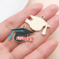 Graduation cap alloy enamel charm DIY jewelry accessory pendant for creative craft - Red STUDENT Cap (27458)