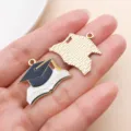 Graduation Cap Book Enamel Alloy Pendant DIY Jewelry Making Charm Accessory Style 20 - White Book Cap Style (27470)