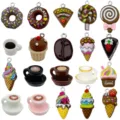 20 Pcs Colgantes de Comida de Resina Dona Pastel Taza de Café DIY Accesorios - Juego de la Serie Taza de Café (SN1749) / Juego Surtido Mixto de 20 Piezas