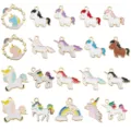 Cute Cartoon Unicorn Alloy Charms Pendants for DIY Jewelry Making Necklaces Bracelets Keychains - Unicorn Set (SN1724) / 20 Pieces/Pack / Multicolor