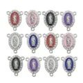 Ciondolo centrale rosario Madonna religiosa gioielli fai da te lega strass smalto - Set 3 Fori K Bianco 6 Stili (SN389) / Set da 12