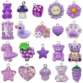 20st lila hars cartoon bedels hangers DIY sleutelhanger ketting sieraden accessoires - Hars Paars Gemengde Set (SN1687)