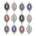 Ciondolo connettore ovale smalto strass Vergine Maria per bracciale collana gioielli DIY - Set 2 Fori K Bianco 6 Stili (SN392) / Set da 12