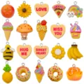 20 stuks hars schattige fruit hartjes hangers voor DIY sleutelhanger sieraden accessoires - Hars Oranje Gemengde Set (SN1685)