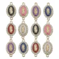 DIY Vergine Maria strass connettore pendente smalto colorato doppio anello componenti - Set 2 Fori Oro KC 6 Stili (SN390) / Set da 12