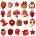 Mix 20 stijlen rode hars 3D cartoon fruit dier bloem bedels hangers voor DIY sieraden - Hars Rood Gemengde Set (SN1684)