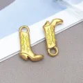 Charms καουμπόικης μπότας από ανοξείδωτο ατσάλι με σμάλτο για χειροποίητα κοσμήματα. - Δυτικές Μπότες Κάουμποϊ (T1560) / 1 Τεμάχιο/Πακέτο (13x21x4mm) / Κίτρινο