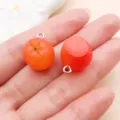 Oranje hars fruit bedels DIY sieraden hanger accessoires set voor handgemaakte ambachten. - Oranje Hars Ronde Vrucht Oranje (16393)