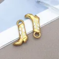 Stainless steel enamel double sided western cowboy boot pendant DIY handmade jewelry accessories - Western Cowboy Boots (T1562)