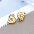 Gold stainless steel horse head charms for DIY jewelry making, stylish metal accessories. - Western Cowboy Animal Horse Head (T2781)