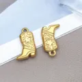 Stainless steel gold western cowboy boot charm pendant for DIY handmade jewelry making accessories - Western Cowboy Boots (T2782)