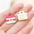 Alloy First Aid Box DIY Pendant, Medical Series Enamel Charm for Jewelry Making - Red Enamel Medical Medicine Chest Style (23060) / 1 Piece (22x18mm)
