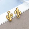 Gold Cactus Shaped Stainless Steel Pendant DIY Jewelry Craft Making Accessories Item - Western Cactus (T2783)