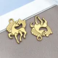 Stainless Steel Gold Horse Pendant DIY Jewelry Accessory Variant Style Options 1Pc - Western Cowboy Animal Horse (T2786)