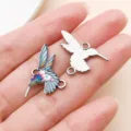 Hummingbird alloy charms double loop enamel pendant DIY jewelry making accessories - Style 27590