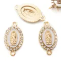 Connettore Vergine Maria Strass Oro KC DIY Gioiello Pendente Bracciale Collana Accessorio - Pendaglio Vergine Maria Ovale (15302) / 1 pezzo (13x23mm) / Bianco (Oro KC)