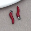 Pendentif piment émail rouge acier inoxydable 3D charm pour collier bracelet bricolage - Bord Argent Émail Rouge Petit (T2857)