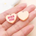 Hars hart bedels DIY sieraden accessoires oranje schattige hangers voor ketting 20st - Geel Hars Dik Hart Missyou (24537)