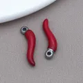 Pendentif Piment Rouge en Émail Acier Inoxydable Charms pour DIY Bijoux Faits Main Bracelet Collier - Bord Argent Émail Rouge Grand (T2858)
