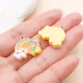 Mix 20st schattige hars regenboog wolk hanger DIY sieraden maken accessoires handwerk - Gele Basis Hars Ster Wolk Regenboog (24560)