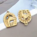 Stainless steel horse head horseshoe charms gold DIY handmade jewelry accessories crafting - Large Western Cowboy Horse Head (T2790)