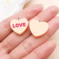 Oranje hart hars bedel DIY sieraden accessoires met liefdesbrief voor handwerk knutsel - Geel Hars Hart Letter Love (24591)