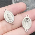 Vergine Maria strass connettore doppio foro argento ciondolo DIY bracciale collana 1pz - Stile Strass Base Bianca 2 Fori Ovale K Bianco (15325) / 1 Pezzo (16x20mm)