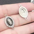 Ciondolo religioso a doppio foro strass ciondoli per braccialetto fai da te collana gioielli - Stile Strass Base Nera 2 Fori Ovale K Bianco (15327) / 1 Pezzo (16x20mm)