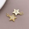 Vergulde ster zirkonia bedels hanger voor DIY armband sieraden accessoires stukken - 1 Stuk/Verpakking (17x11.5x2.5mm)