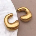 Edelstahl vergoldet 3D Blasen Buchstabe DIY Schmuck Variante, süßer glänzender Anhänger. - Buchstabe C Stil (T3095-C) / 1 Stück (14x18x6mm) / Gold