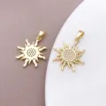 18k gold plated copper micro pave cubic zirconia sun pendant variant for DIY necklace jewelry making - Sunflower Pendant (T3289) / 1 Piece/Pack (24x17.5x2mm)