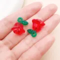 Red rose acrylic charms, DIY handmade jewelry accessories, cute flower pendant for crafting. - 3D Rose Flower (27852) / 1 Piece (19x16x12mm) / Red