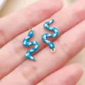 Stainless steel blue enamel snake charms DIY jewelry accessories pendant for earrings - Double-sided Enamel S-shaped Snake (T3522) / Lake Blue