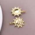 Gold plated sun moon charms pendant DIY jewelry making accessories for custom necklaces. - Sun Face Style (T3356)