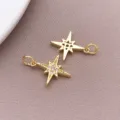 Vergulde ster bedels met zirkonia stenen, DIY sieraden hangers voor mooie armbanden. - 1 Stuk/Verpakking (19.5x14x2.2mm)