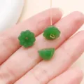 Cuentas de vidrio de loto verde accesorios de joyería DIY para pulseras y collares artesanales - Cápsula de Semillas de Loto (21967) / 1 Unidad/Paquete (10x7mm) / Verde