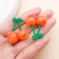 Acrylic Cherry Pendant DIY Handmade Jewelry Accessory Orange Red Green Color Variant - Large 3D Cherry (27854) / 1 Piece (32x26x13mm) / Orange