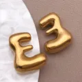 Lettres bulle 3D acier inoxydable plaqué or pendentifs bijoux DIY accessoires mignons - Style Lettre E (T3095-E) / 1 Pièce (14.5x18x6mm) / Or