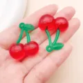 Mini acrylic cherry charms pendant DIY handmade jewelry accessories red and green cute style - Large 3D Cherry (27855) / 1 Piece (32x26x13mm) / Red